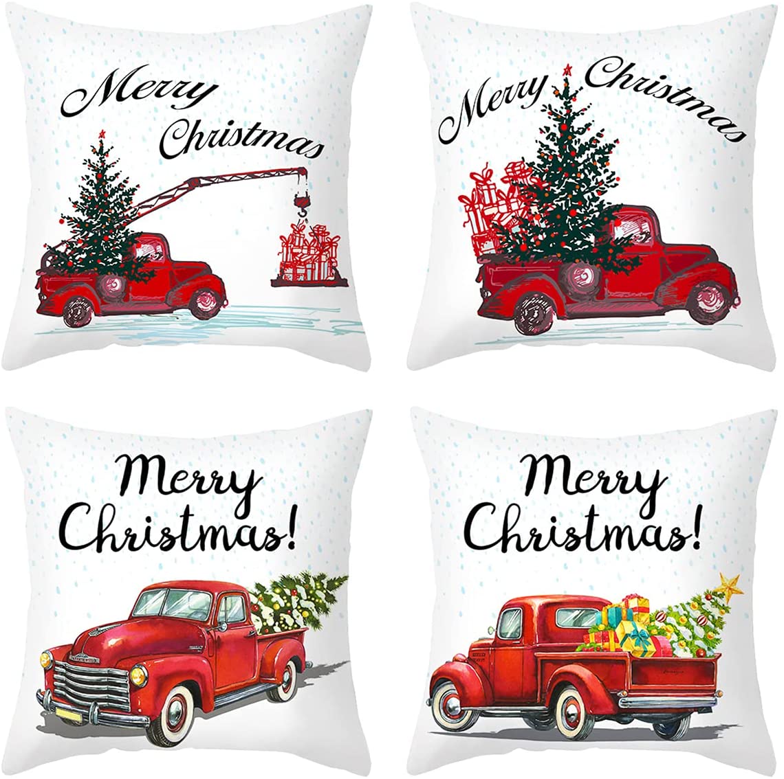 Holiday Decorations Pillow Covers Set of 4 for Sofa Couch Bed