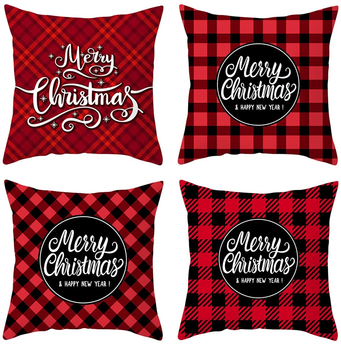 Holiday Decorations Pillow Covers Set of 4 for Sofa Couch Bed