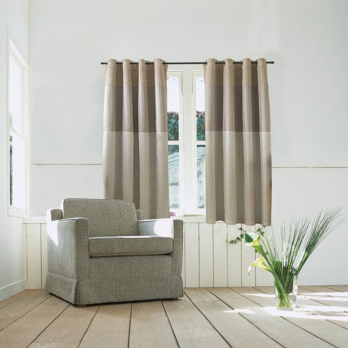 Three-Color Stitching Room-Darkening Curtains