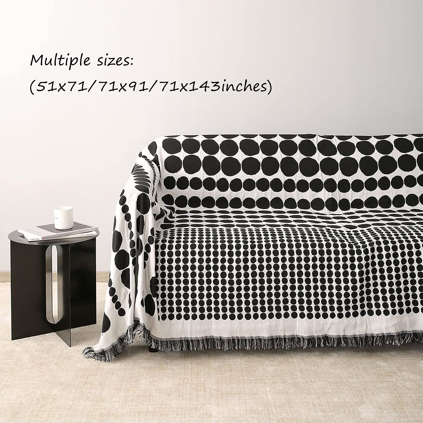 Pearl pattern Blanket for Couch with Tassels