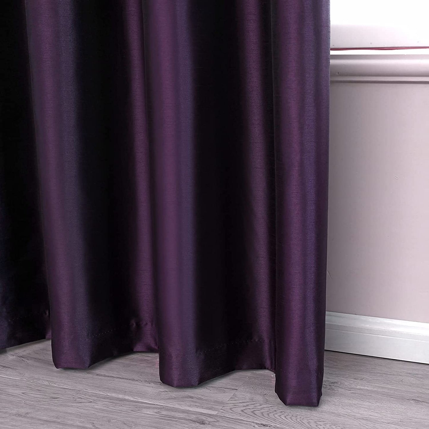 Purple Faux Silk Blackout Curtains,Fully Lined Solid Color Window Treatment Drapes