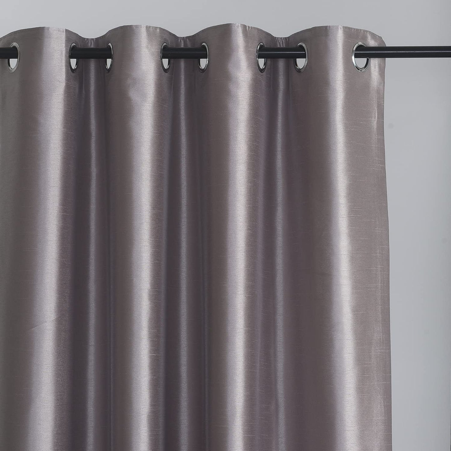 Warm Grey Faux Silk Blackout Curtains,Fully Beige Lined Solid Color Window Treatment Drapes(Sold By Pair)