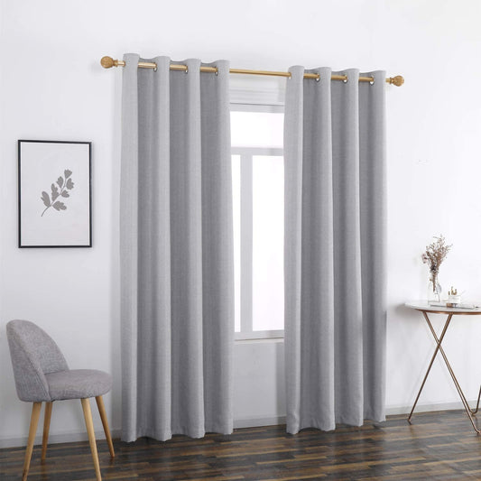 Faux Linen 100% Blackout Curtains Natural Look Durability for Bedroom