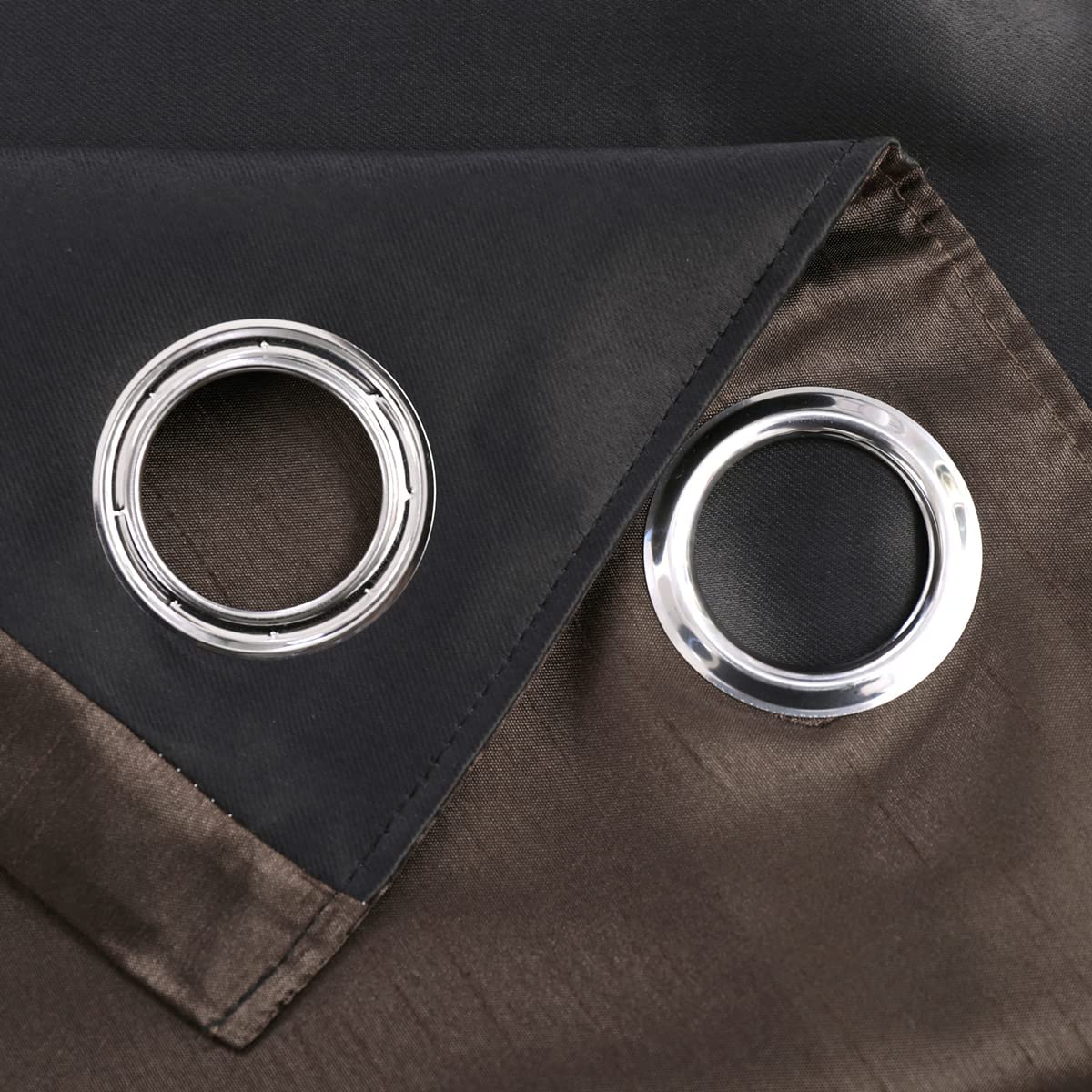 Coffee Faux Silk Blackout Curtains,Fully Lined Solid Color Window Treatment Drapes