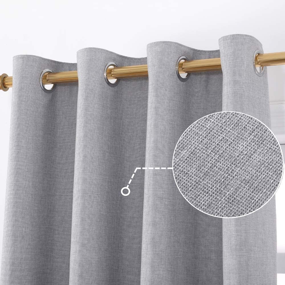 Faux Linen 100% Blackout Curtains Natural Look Durability for Bedroom
