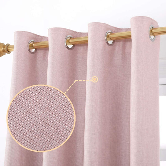 Faux Linen 100% Blackout Curtains Natural Look Durability for Bedroom