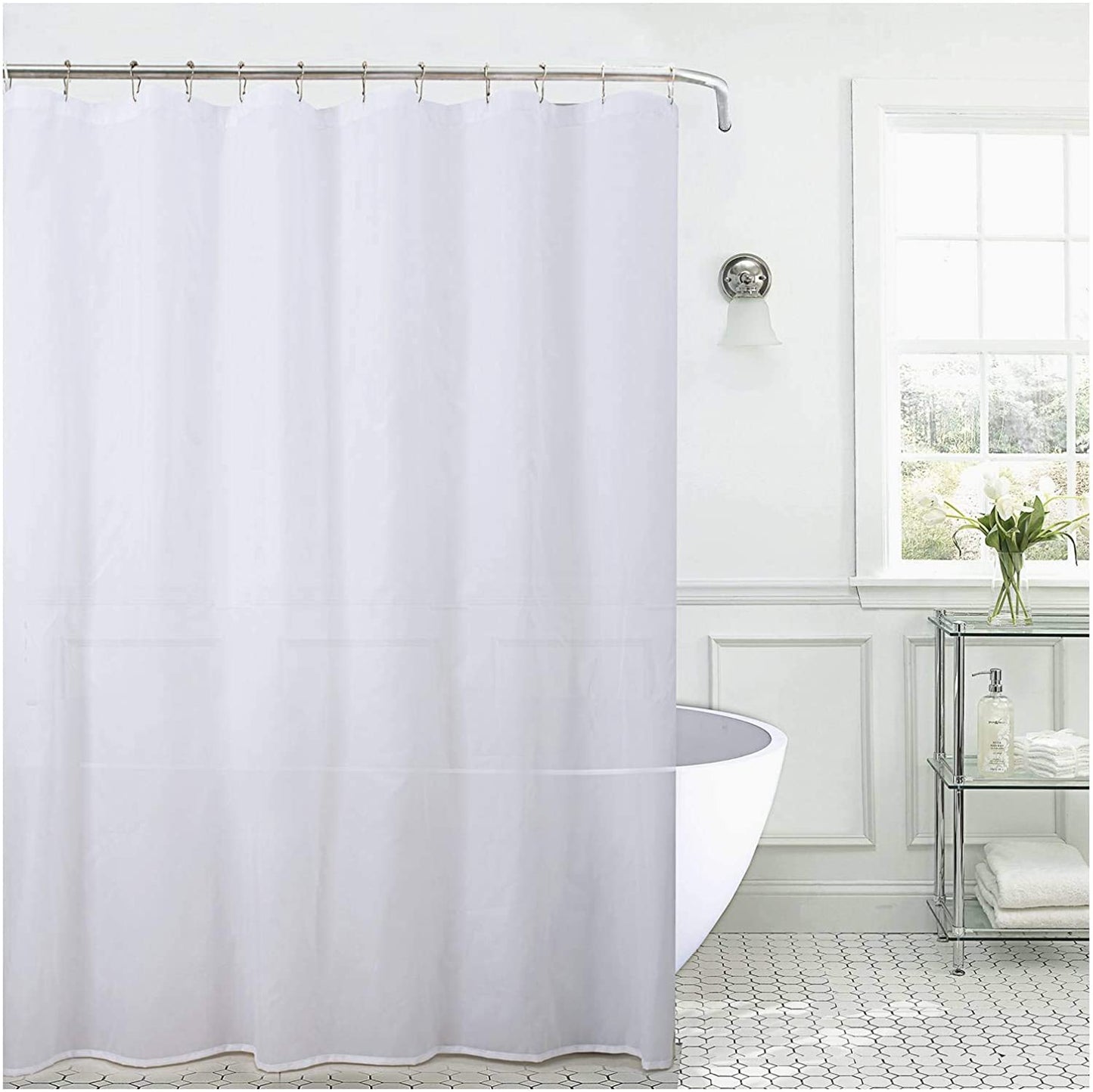 GYROHOME White Waterproof Nylon Fabric Shower Curtain,Washable and Breathable