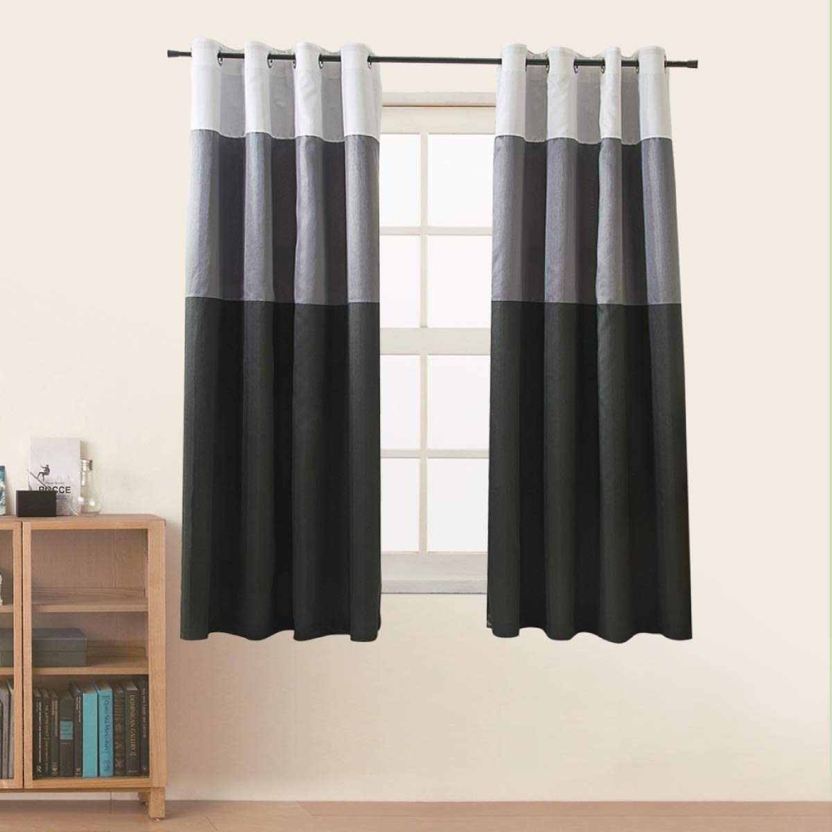 Three-Color Stitching Room-Darkening Curtains