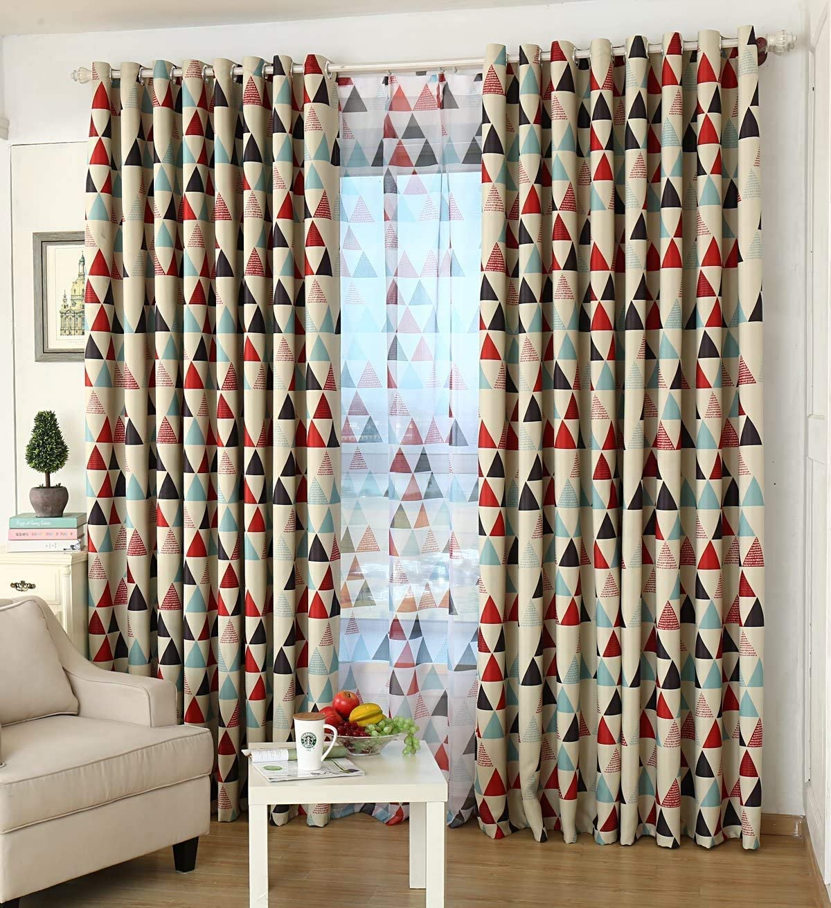 Tartan Lozenge Red Blackout Curtain Grommet Top Room Darkening Single Panel