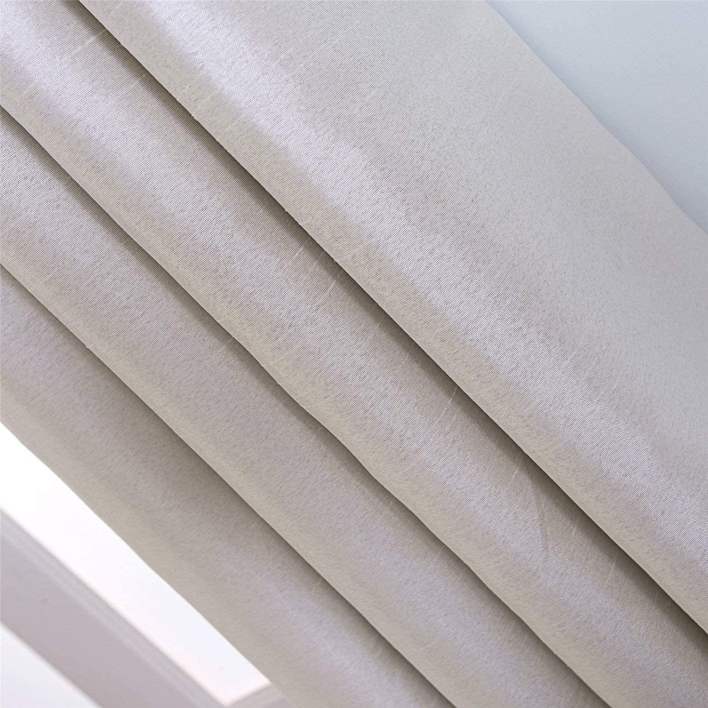 Beige Faux Silk Room-Darkening Blackout Curtains with Beige Liner(Sold By Pair)