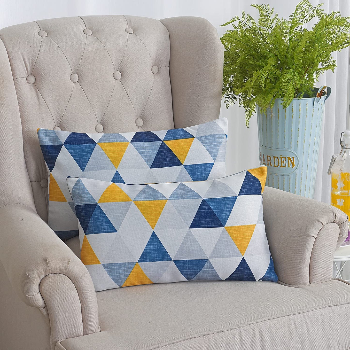 Pillow Covers Set of 2, Decorative Colorful Triangle Pattern