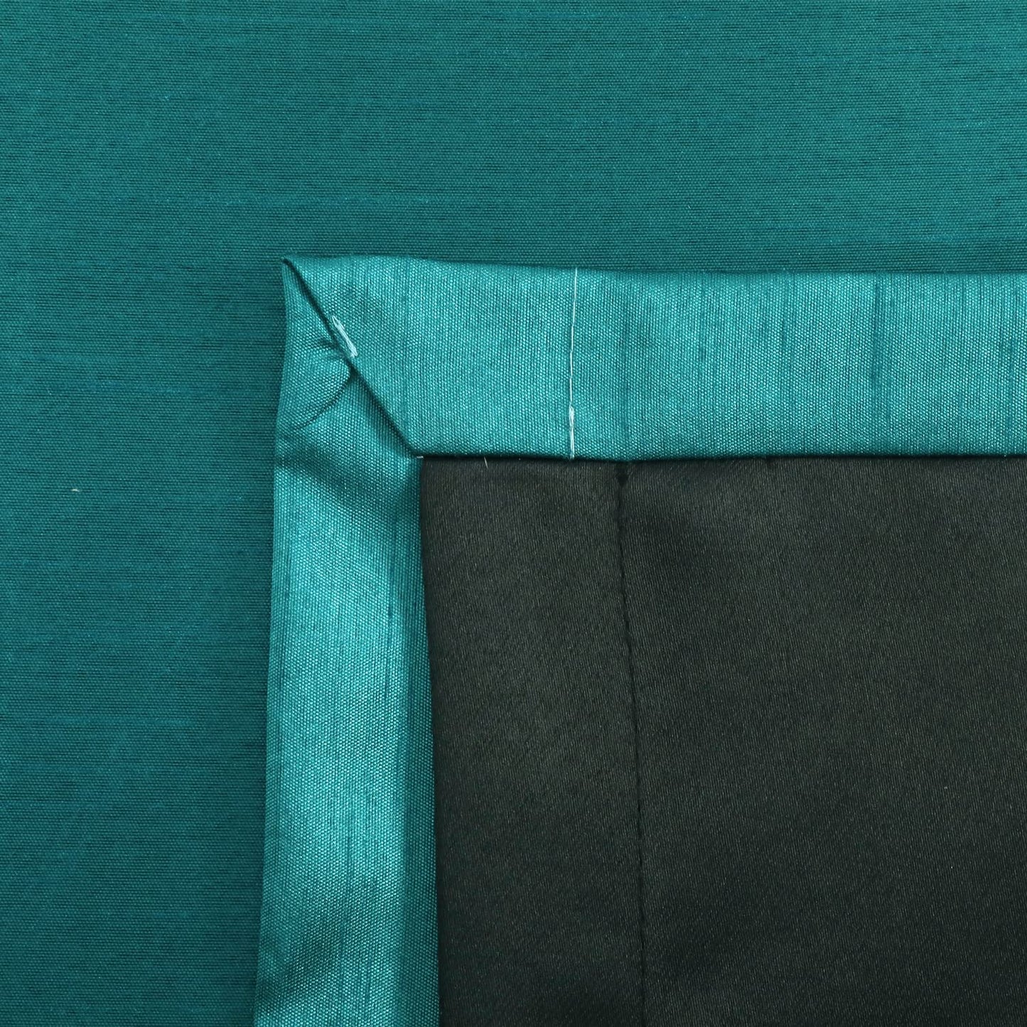 Teal Faux Silk Blackout Curtains,Fully Lined Solid Color Window Treatment Drapes