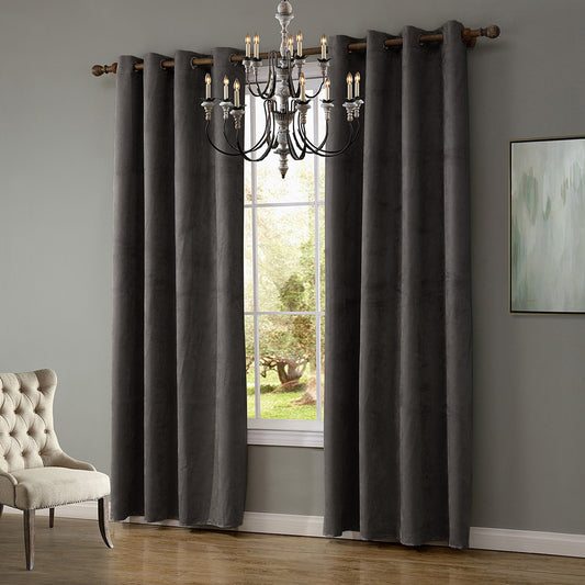 Gyrohomestore Faux Suede Room Darkening Grommet Curtains