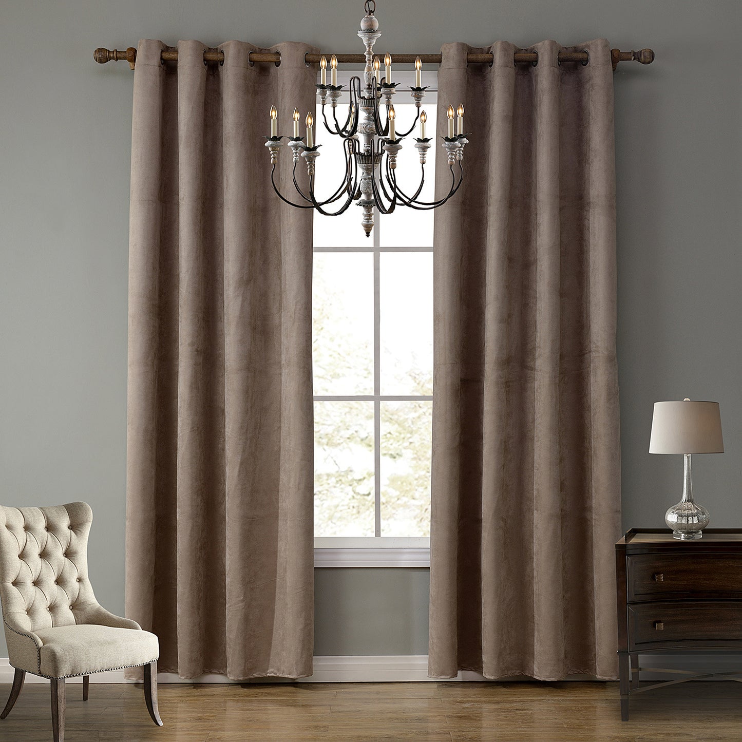 Gyrohomestore Faux Suede Room Darkening Grommet Curtains