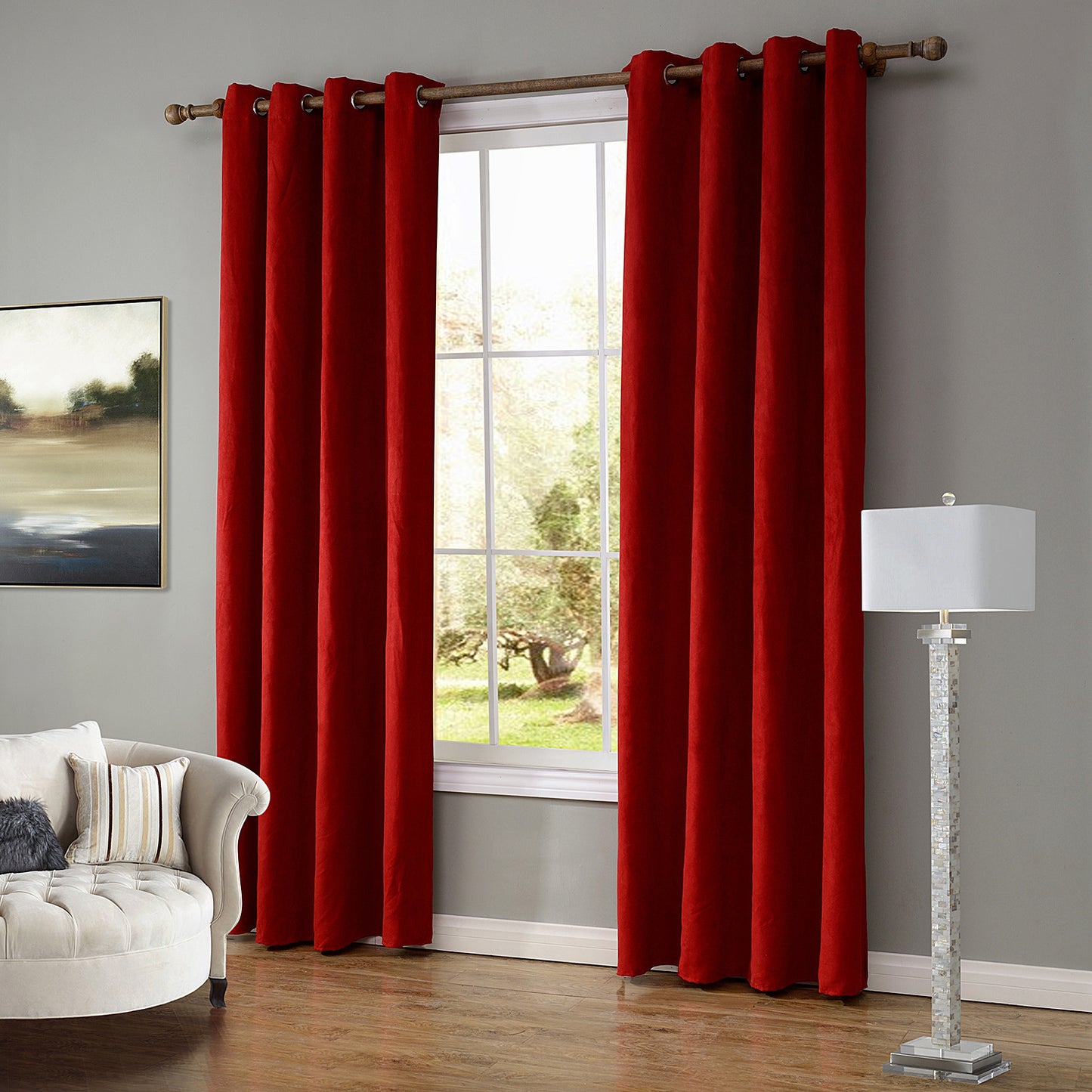 Gyrohomestore Faux Suede Room Darkening Grommet Curtains