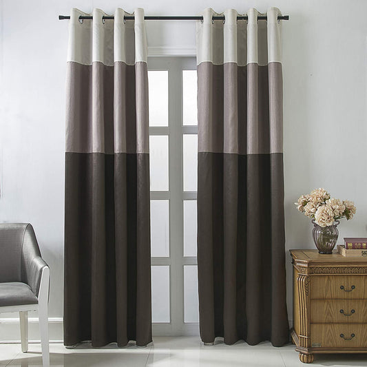 Three-Color Stitching Room-Darkening Curtains