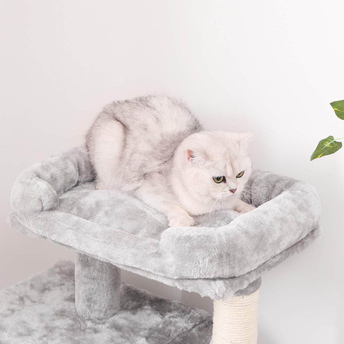 Gyrohomestore Light Grey Cat Tree Condo with Sisal Scratching Posts