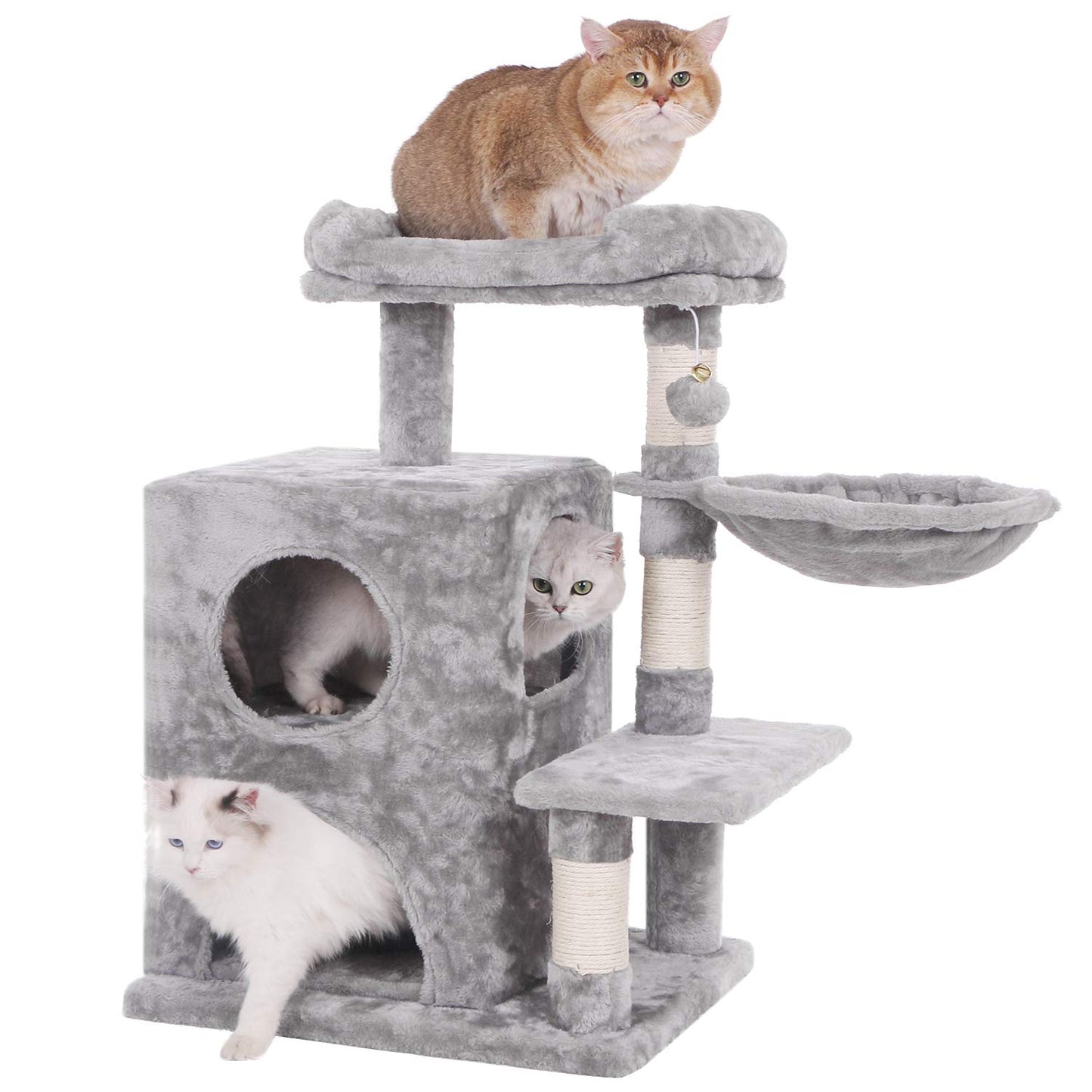 Gyrohomestore Light Grey Cat Tree Condo with Sisal Scratching Posts