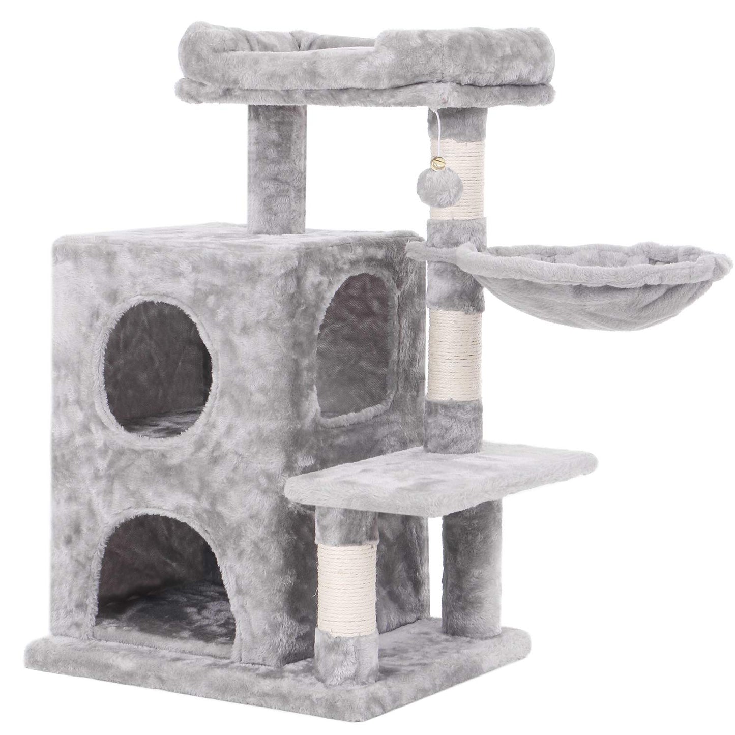 Gyrohomestore Light Grey Cat Tree Condo with Sisal Scratching Posts