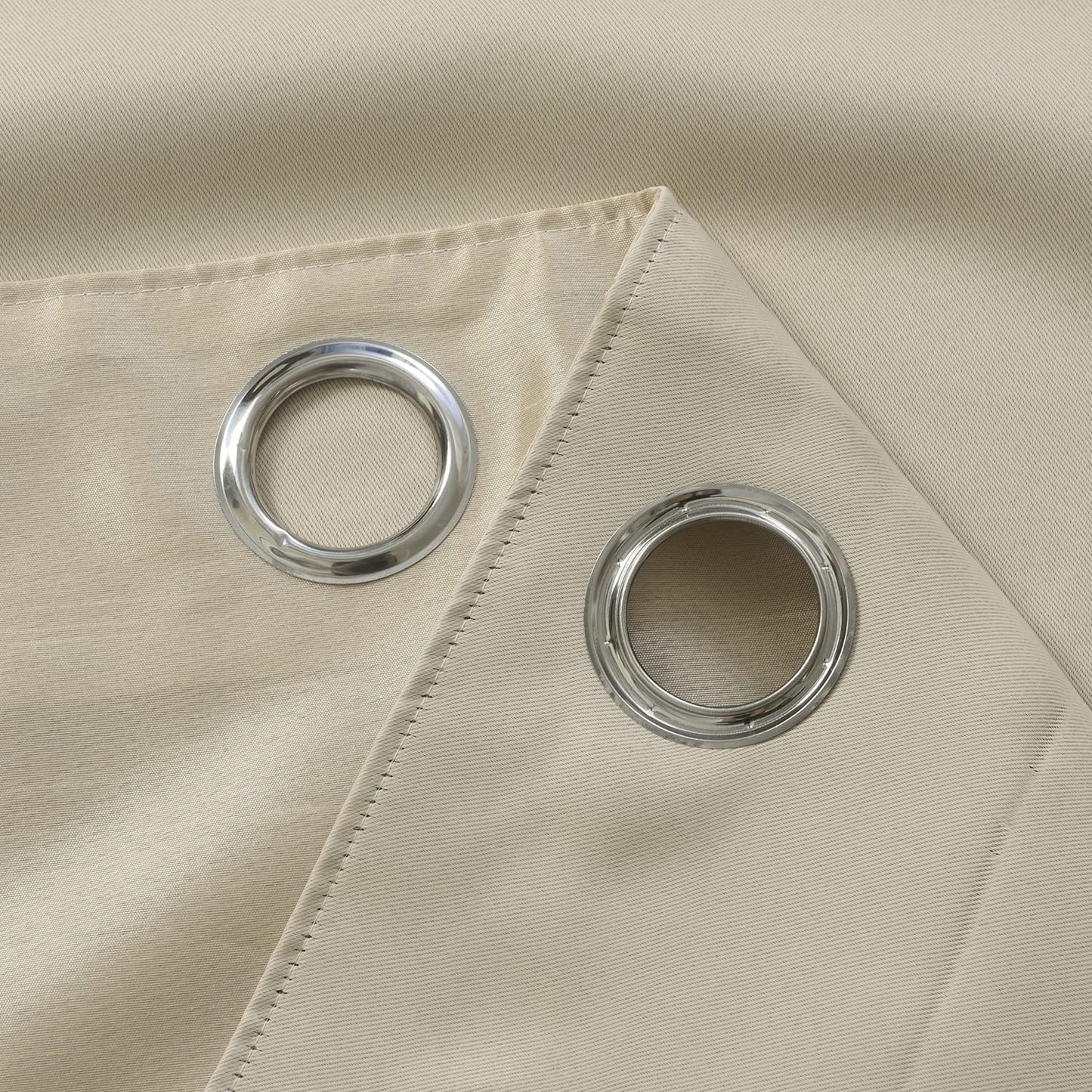 Light Gold Faux Silk Room-Darkening Blackout Curtains with Beige Liner(Sold By Pair)