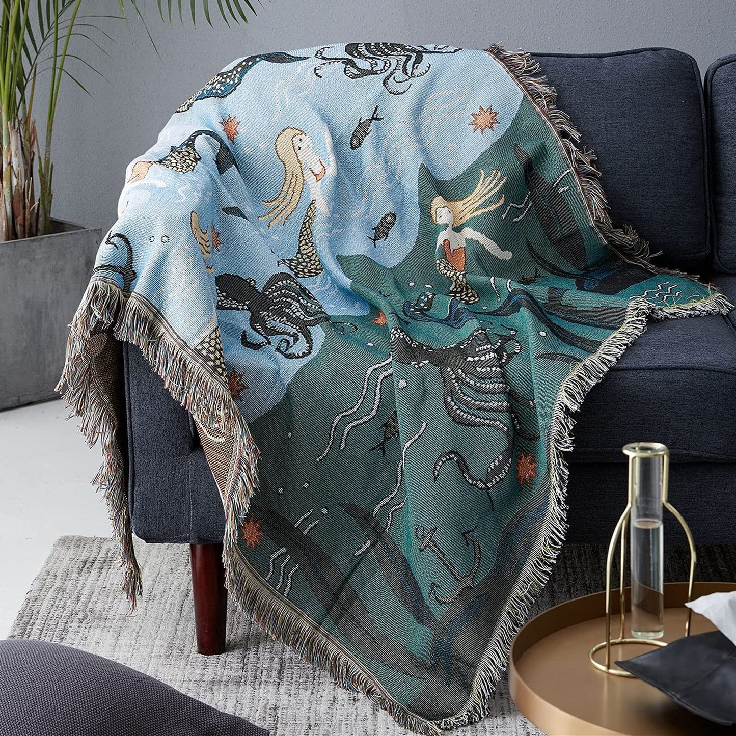 Sofa Slipcover,Throw Blanket for Couch with Tassels