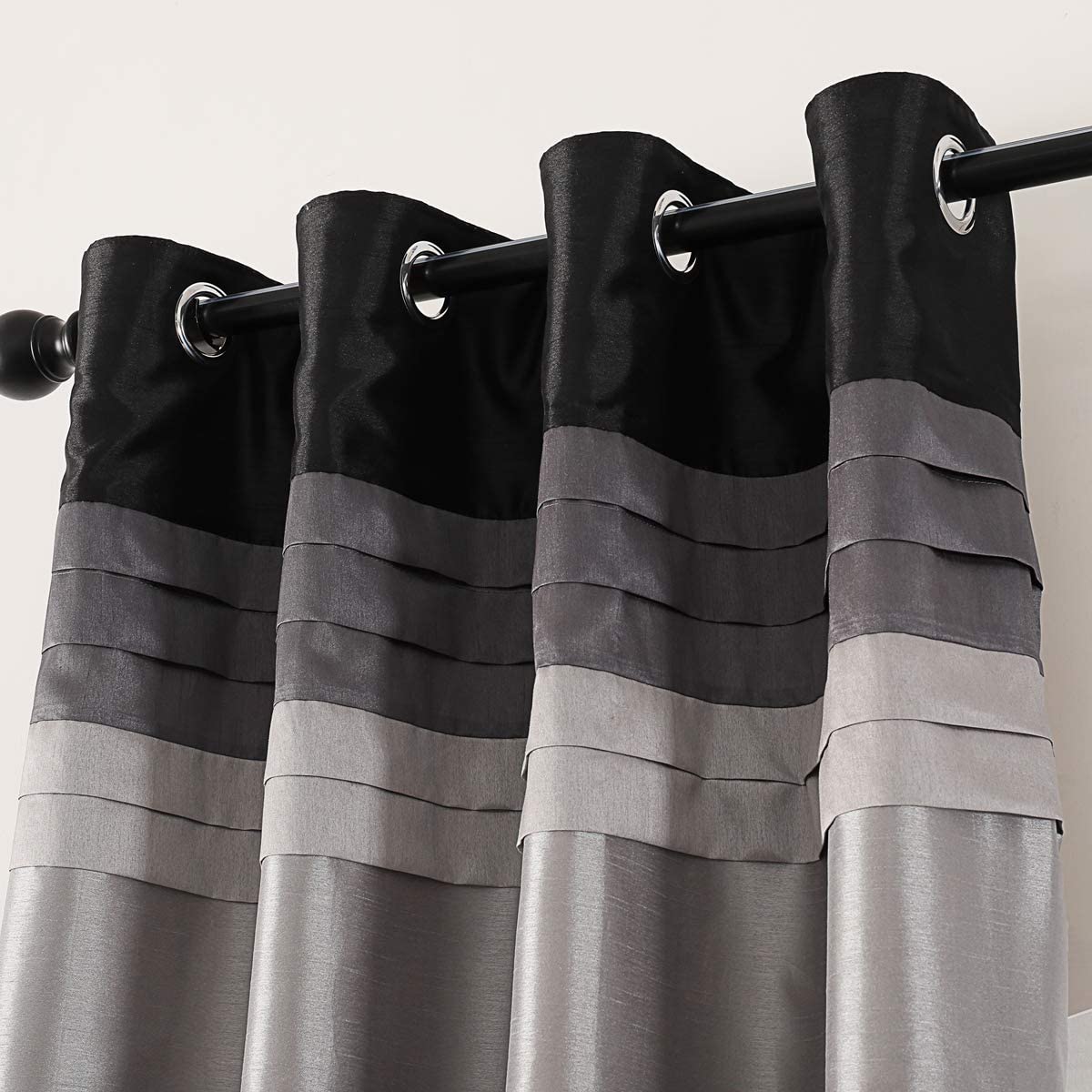 Blackout Curtains for Bedroom Stitching Luxury Faux Silk Curtain with Darkening Liner