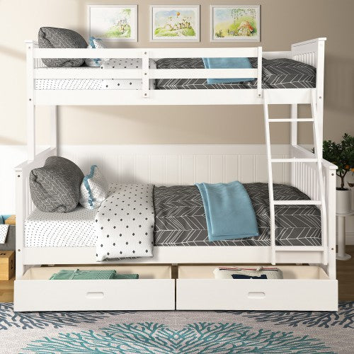 Gyrohomestore Twin-Over-Full Bunk Bed with Ladders For Bed Room