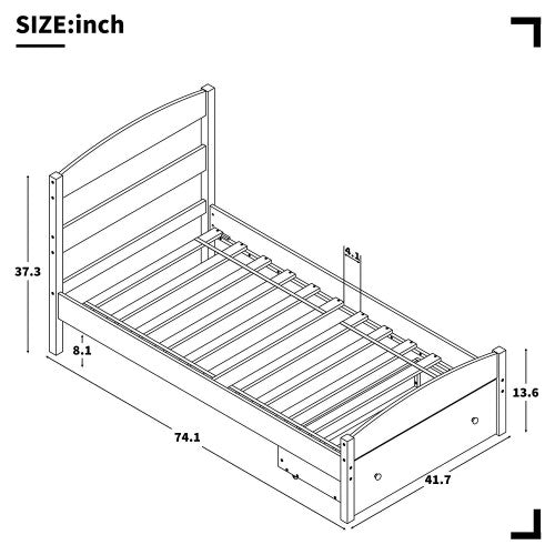 Gyrohomestore Platform Twin Bed Frame with Storage Drawer