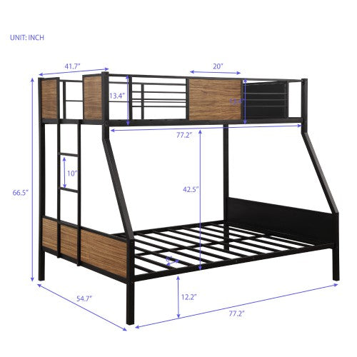 Gyrohomestore Modern Steel Frame Bunk Bed with Safety Rail