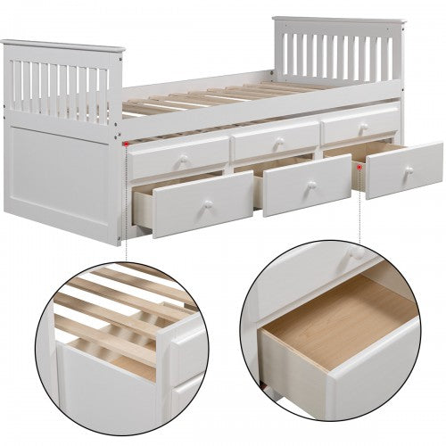 Gyrohomestore Storage Drawer Captain's Twin Trundle Bed