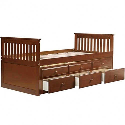 Gyrohomestore Storage Drawer Captain's Twin Trundle Bed