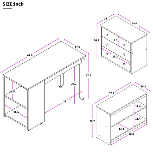 Gyrohomestore Low Study Twin Loft Bed with Cabinet and Rolling Portable Desk