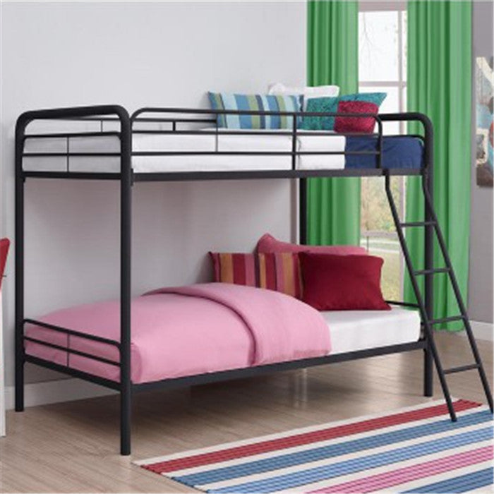 Gyrohomestore Twin-Over-Twin Metal Bunk Bed with Ladder
