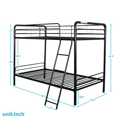 Gyrohomestore Twin-Over-Twin Metal Bunk Bed with Ladder