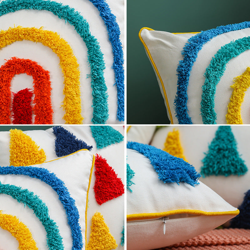 Cotton Canvas Pillow Covers with rainbow element