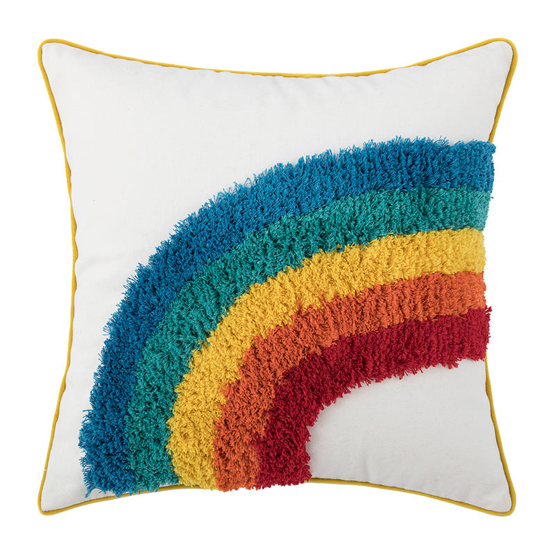 Cotton Canvas Pillow Covers with rainbow element