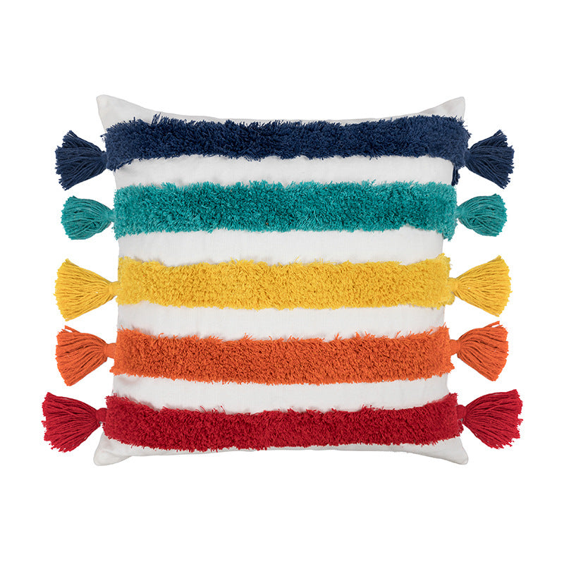 Cotton Canvas Pillow Covers with rainbow element