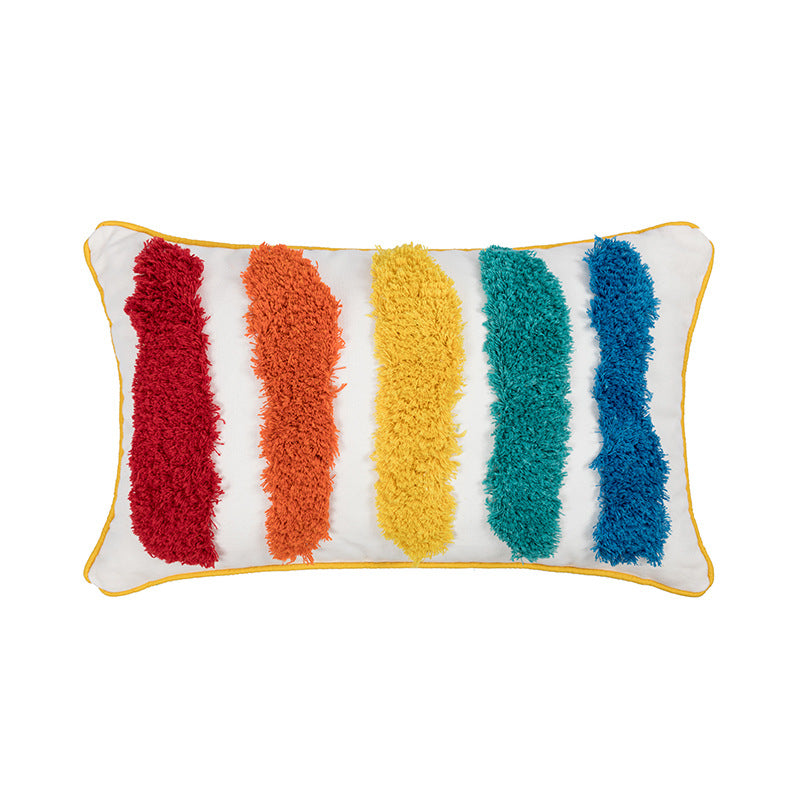 Cotton Canvas Pillow Covers with rainbow element