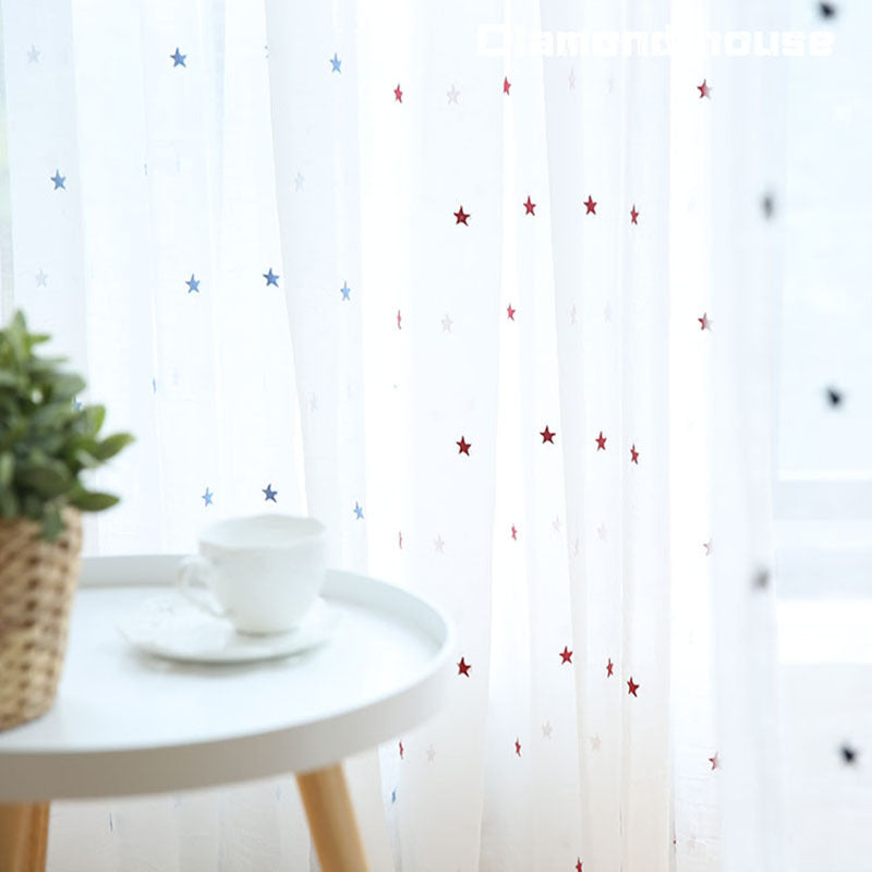 Sheer Voile Curtains with different Star Embroidery