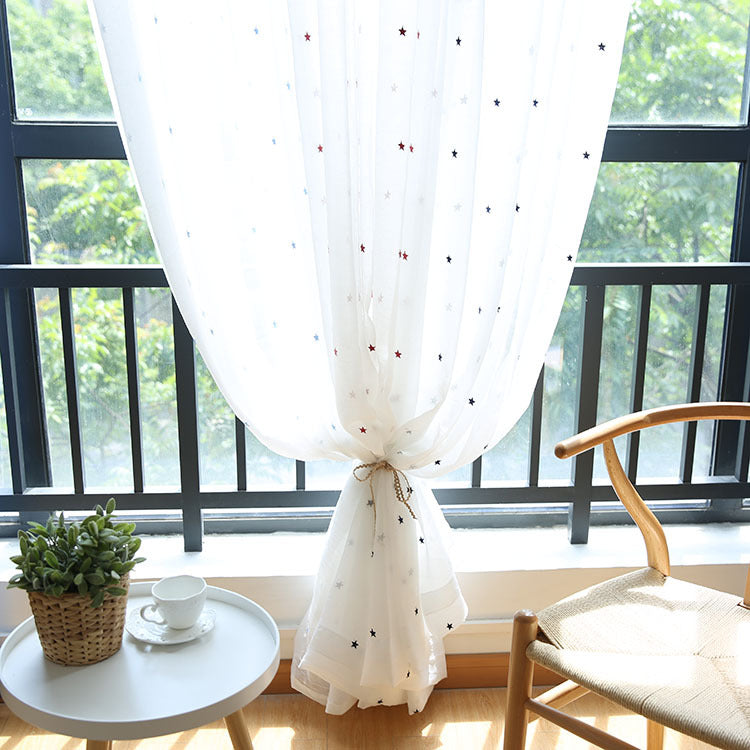 Sheer Voile Curtains with different Star Embroidery