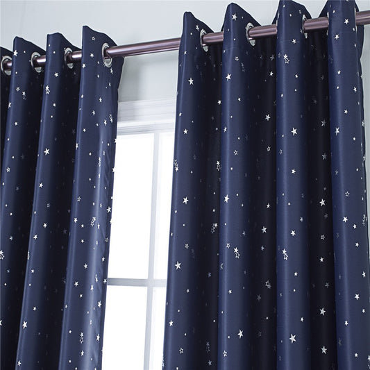 Gyrohomestore Star Navy Blue Blackout Thermal Grommet Curtain Panels