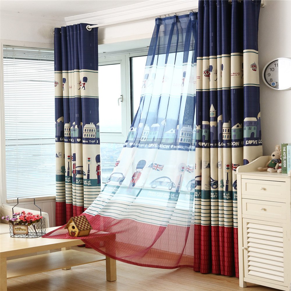 Gyrohomestore Cartoon British Guards Style Grommet Blackout Curtains