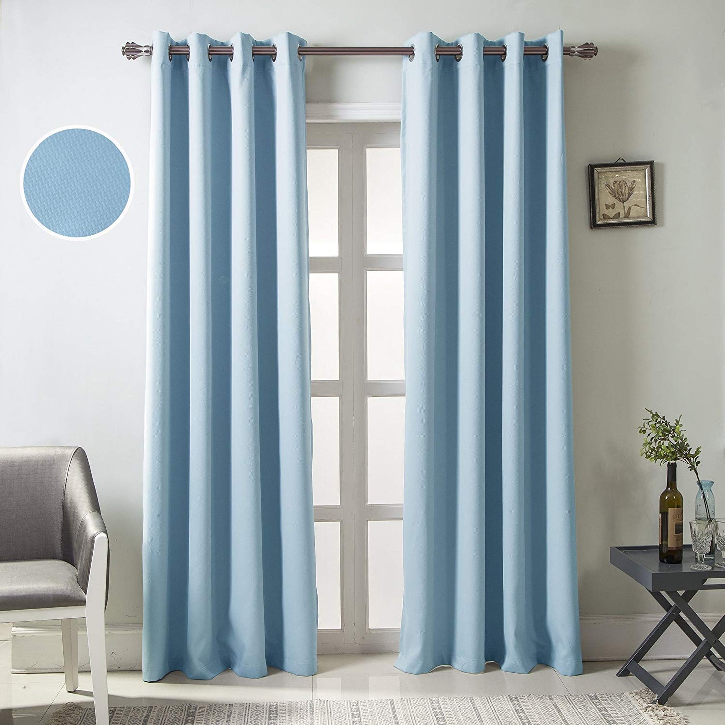 Gyrohomestore Solid Color Thermal Insulated Blackout Curtains Metal Grommet Curtain Panels