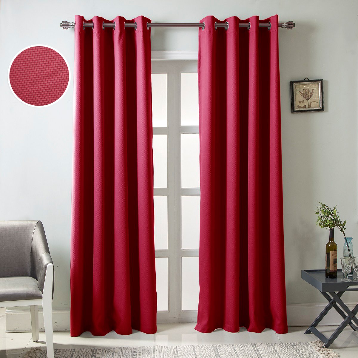 Gyrohomestore Solid Color Thermal Insulated Blackout Curtains Metal Grommet Curtain Panels