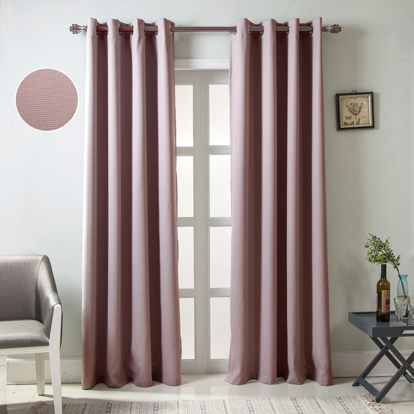 Gyrohomestore Solid Color Thermal Insulated Blackout Curtains Metal Grommet Curtain Panels