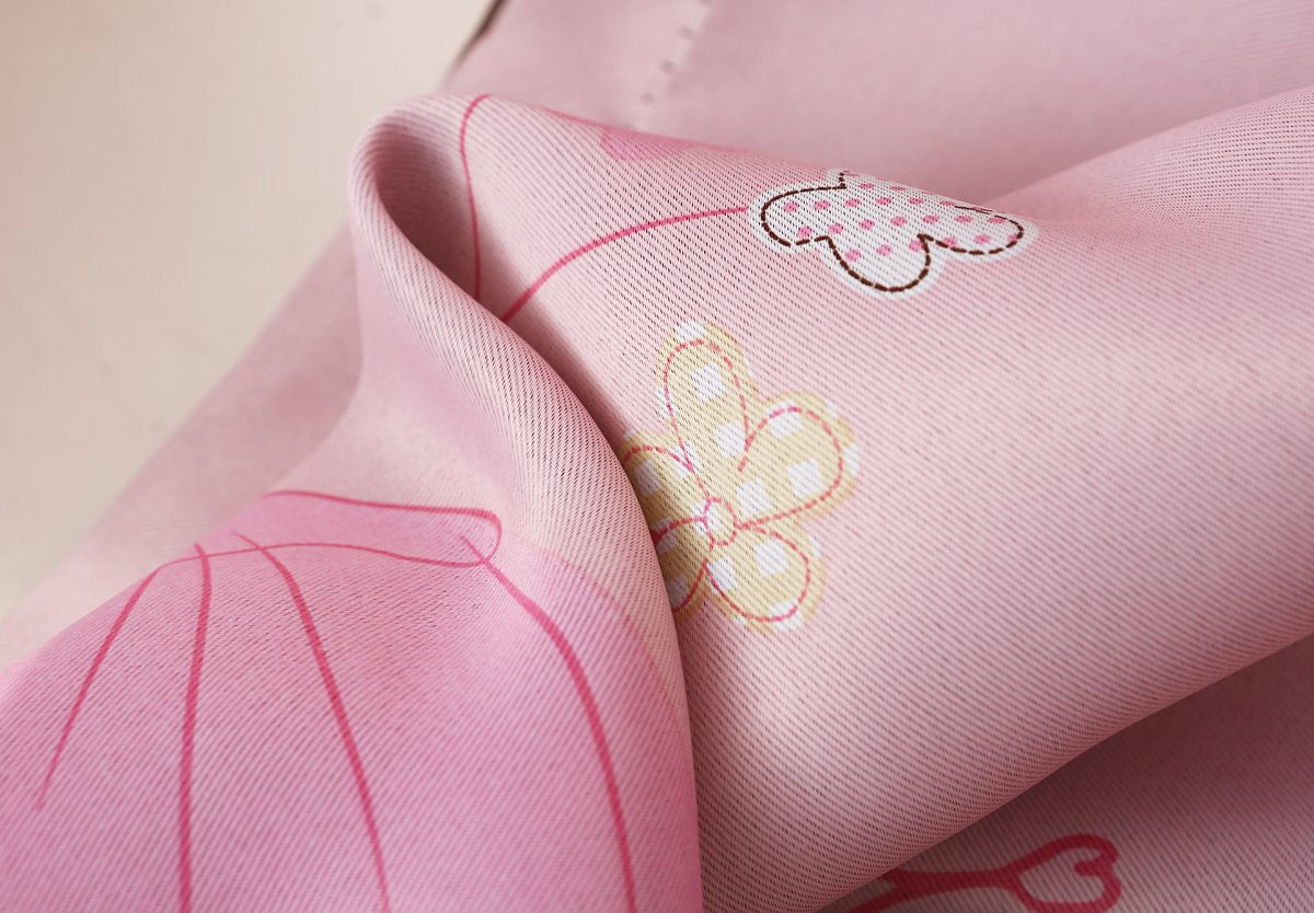 Gyrohomestore Lovely Pink Cartoon Girls Blackout Grommet Top Curtain Panels