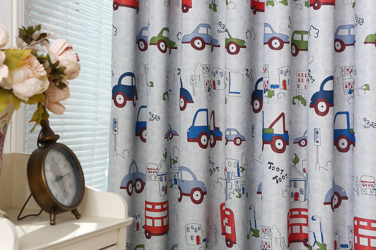 Gyrohomestore Cars Print Room Darkening Grommet Curtains Panel Pair