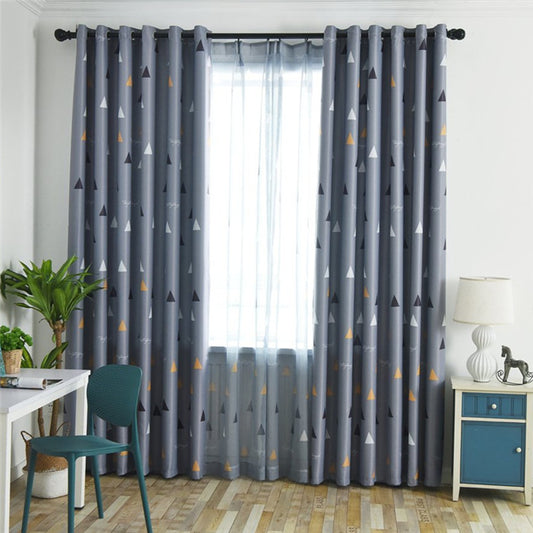 Gyrohomestore Blackout Curtains Room Darkening Triangular Print Thick Curtains