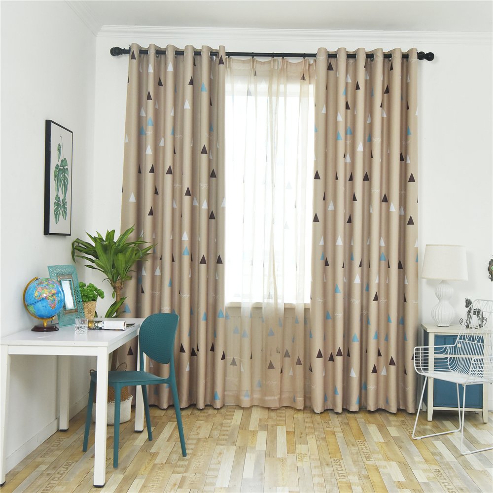 Gyrohomestore Blackout Curtains Room Darkening Triangular Print Thick Curtains