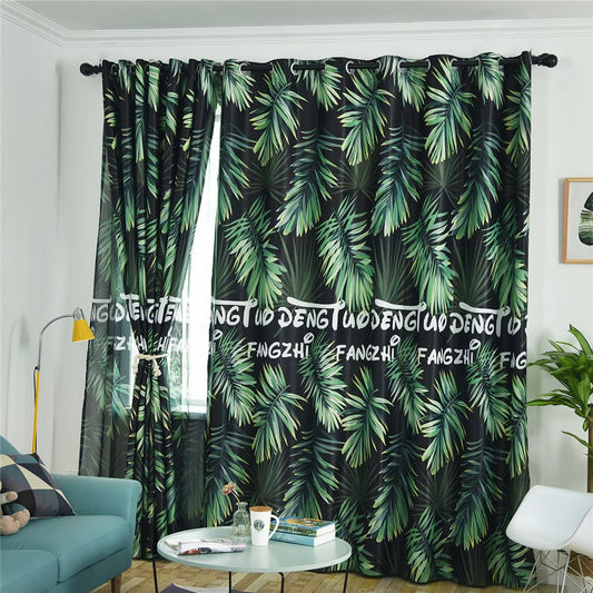 Gyrohomestore Rainforest Print Cotton Twill Room Darkening Window Drapes